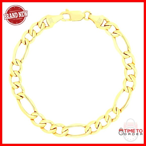 Jewelry - 10K Yellow Gold Figaro Chain Bracelet Elegant Minimal Classic Italian Jewelry